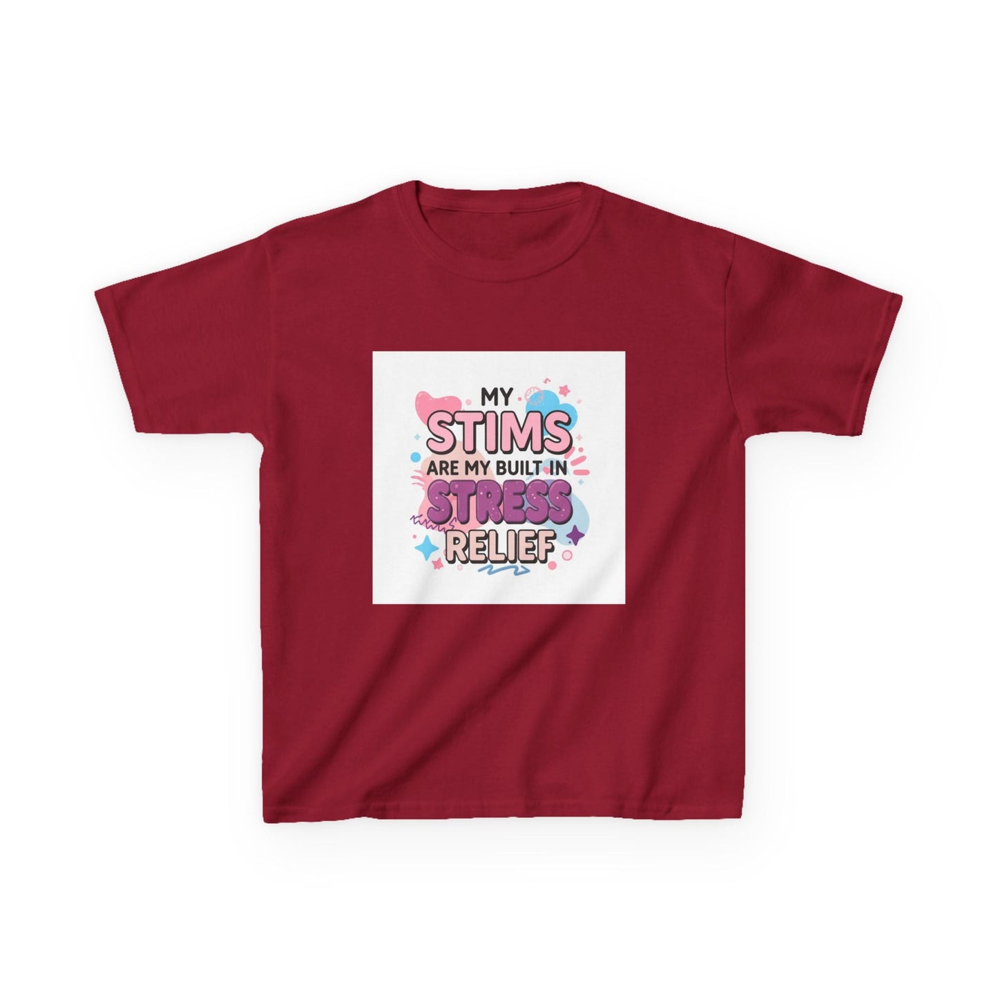 “My Stims Are My Built-In Stress Relief” - Kids Autism Awareness T-Shirt Printify