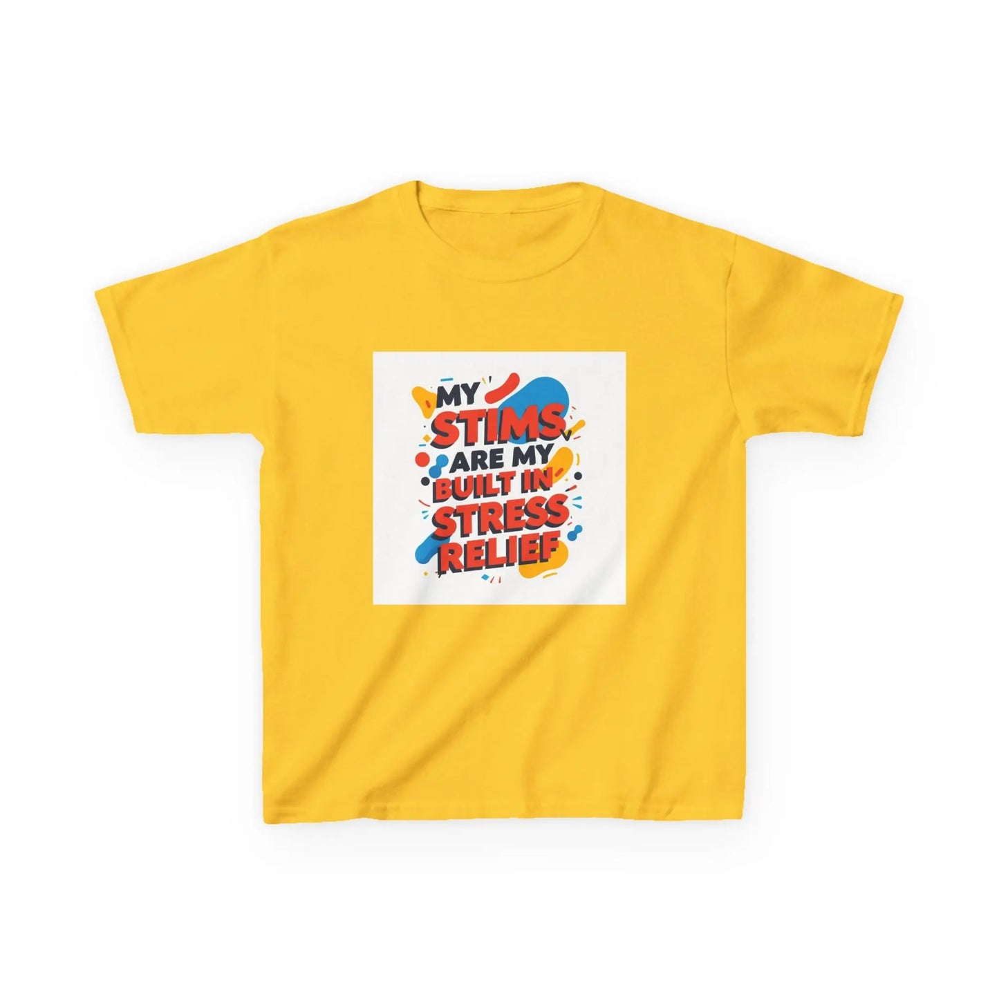 "My Stims Are My Built-in Stress Relief"- Kids Autism Awareness T-Shirt Printify