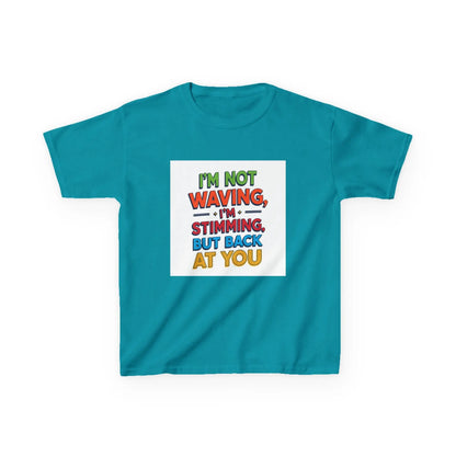 "I’m Not Waving, I’m Stimming, But Back At You" - Kids Autism Awareness T-Shirt Printify
