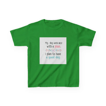 "My day works best with a plan. I plan to have a good day." - Kids Autism Awareness T-Shirt Printify
