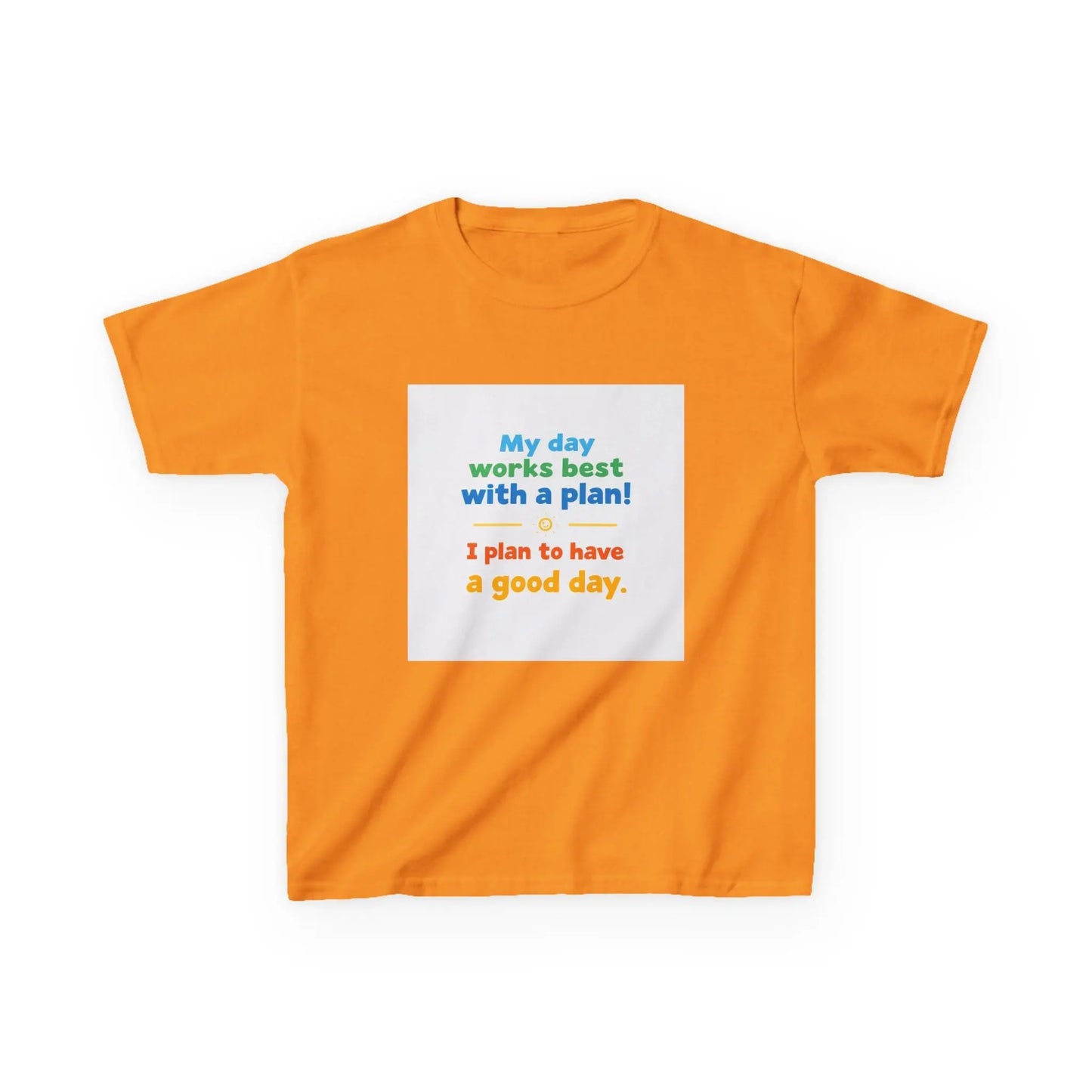 "My day works best with a plan! I plan to have a good day." - Kids Autism Awareness T-Shirt Printify