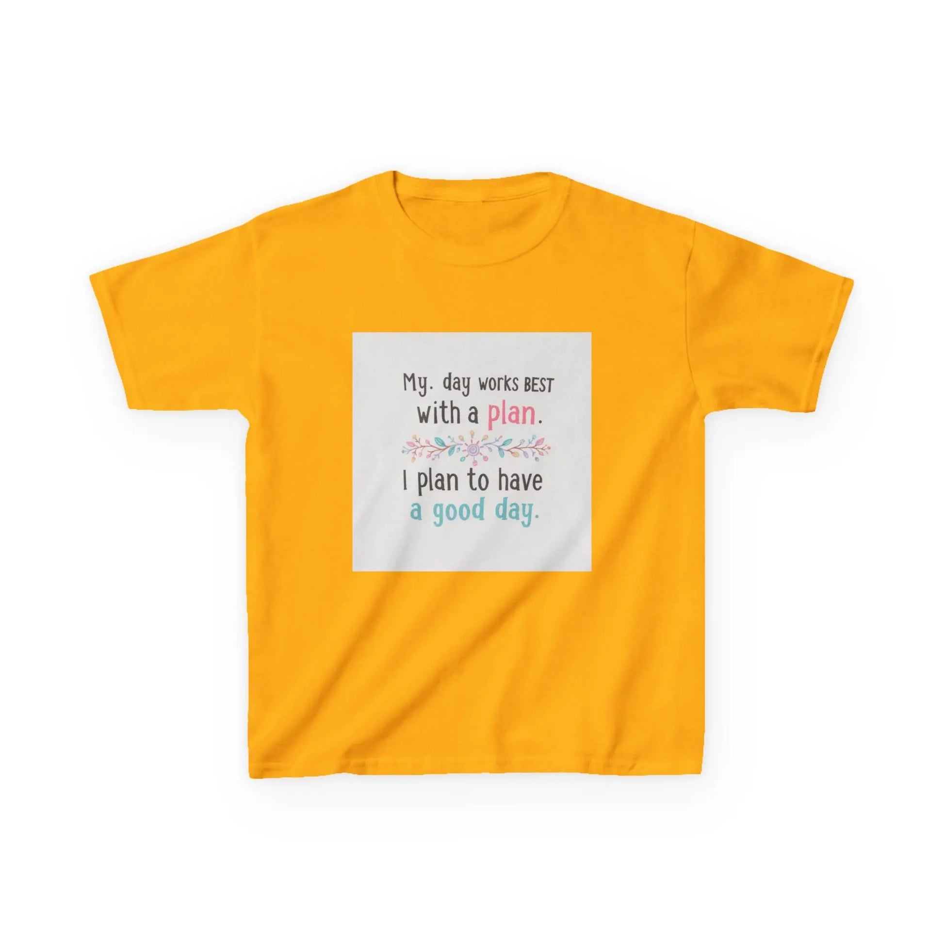 "My day works best with a plan. I plan to have a good day." - Kids Autism Awareness T-Shirt Printify