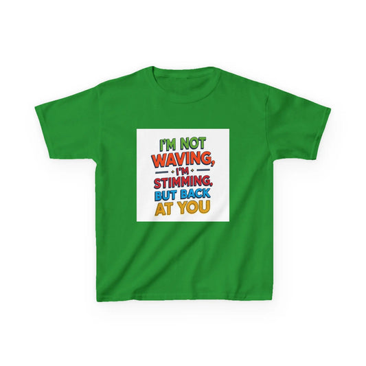 "I’m Not Waving, I’m Stimming, But Back At You" - Kids Autism Awareness T-Shirt Printify