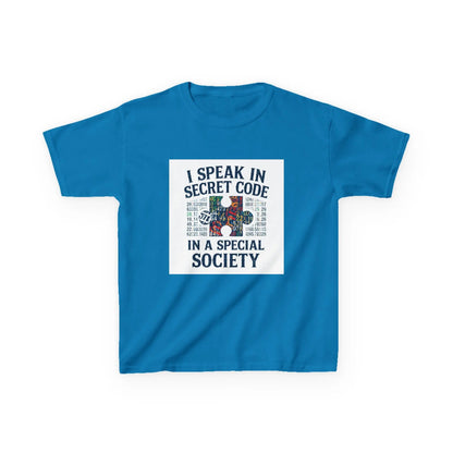 "I Speak in Secret Code in a Special Society" - Kids Autism Awareness T-Shirt Printify