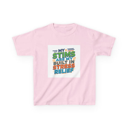 "My Stims Are My Built-In Stress Relief" - Kids Autism Awareness T-Shirt Printify