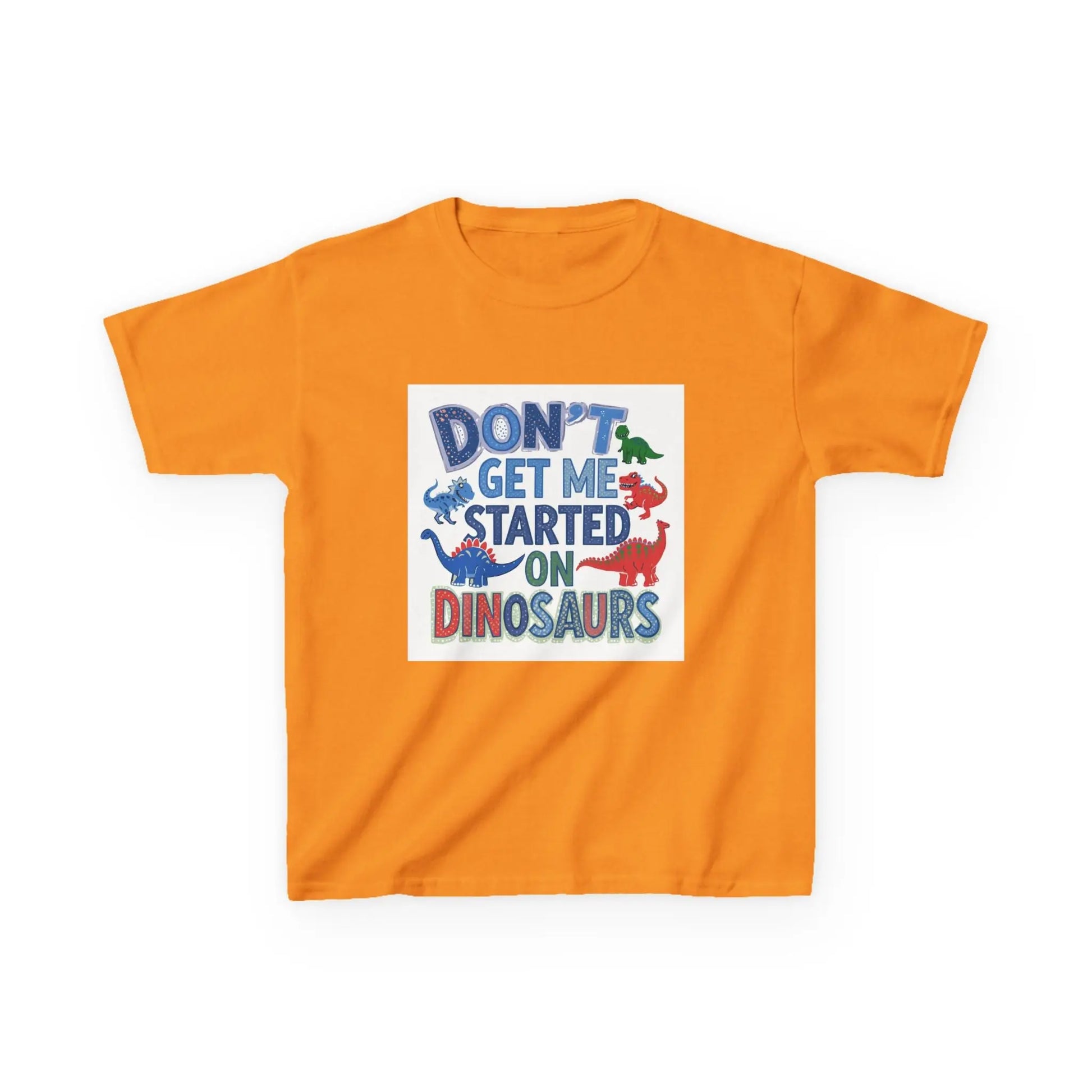 Kids Autism Awareness T-Shirt — "Don't Get Me Started on Dinosaurs" Colorful Dino Graphic Printify