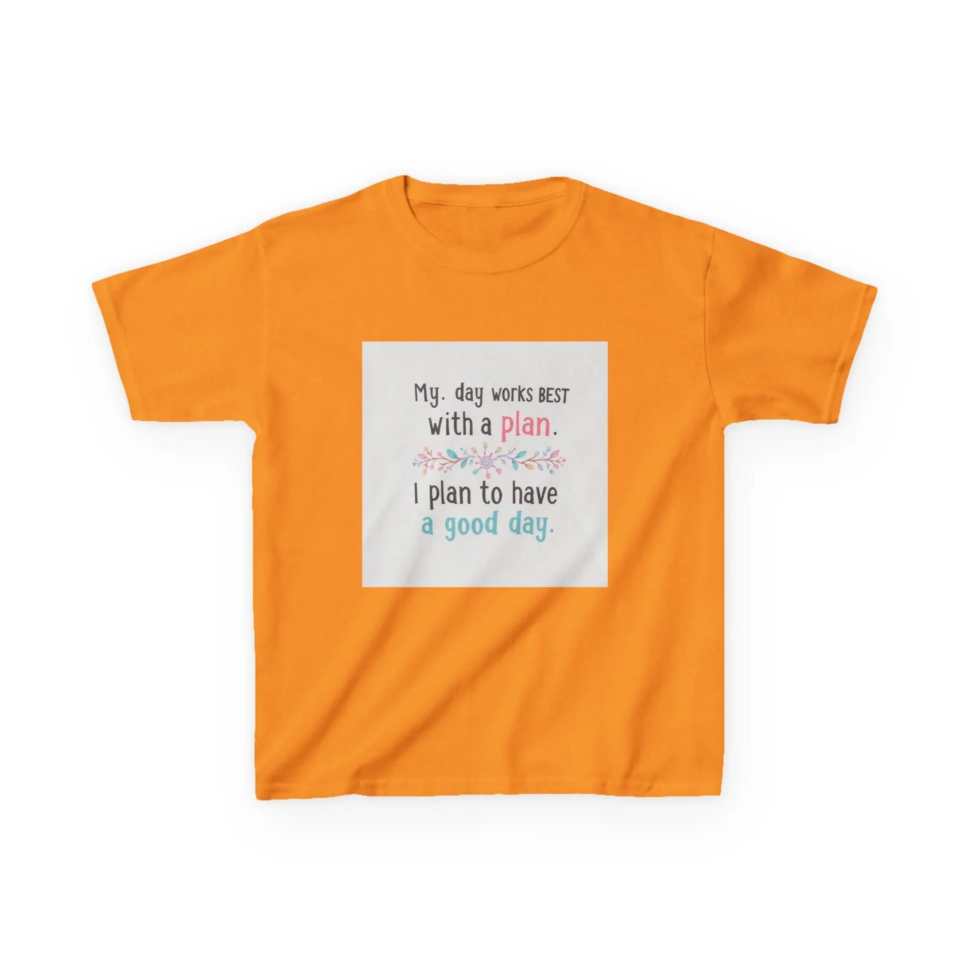 "My day works best with a plan. I plan to have a good day." - Kids Autism Awareness T-Shirt Printify