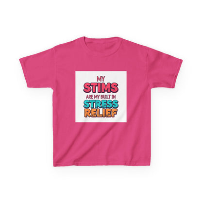 "My Stims Are My Built-In Stress Relief" - Kids Autism Awareness T-Shirt Printify