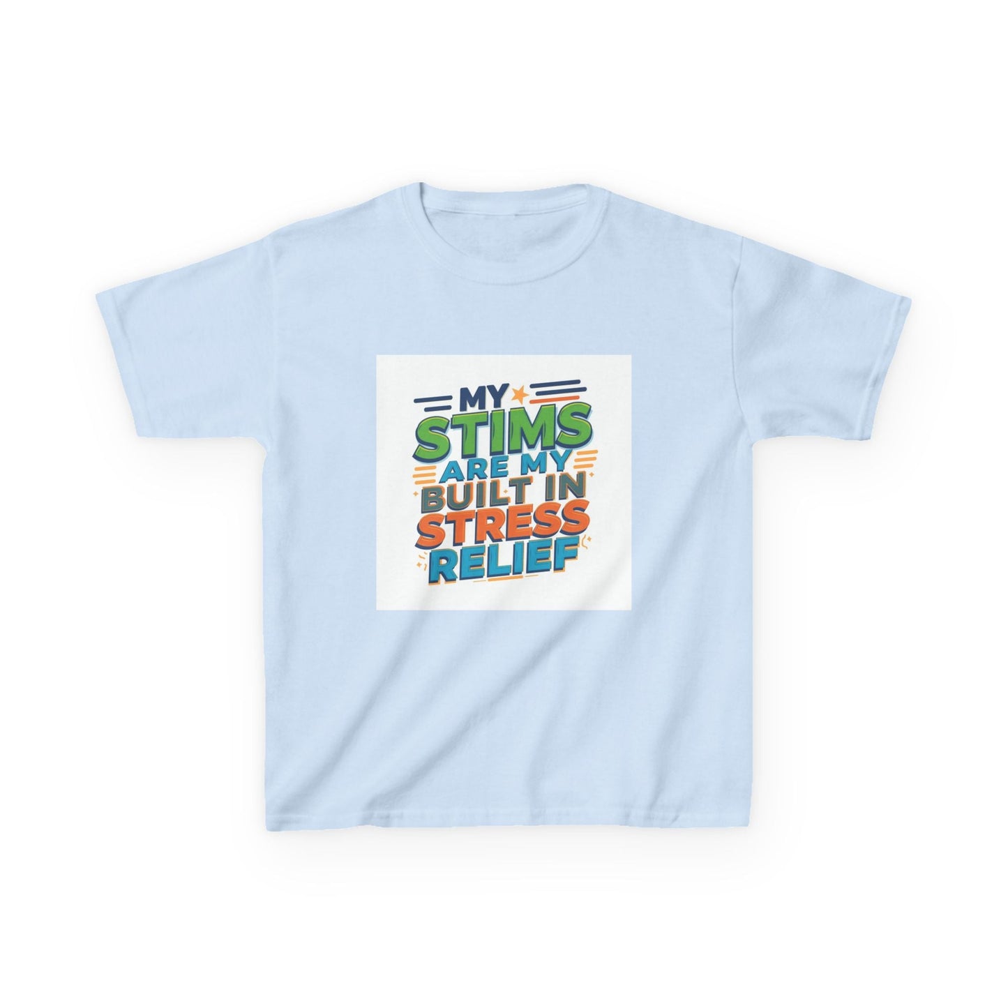 "My Stims Are My Built-In Stress Relief" - Kids Autism Awareness T-Shirt Printify