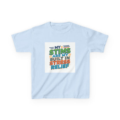 "My Stims Are My Built-In Stress Relief" - Kids Autism Awareness T-Shirt Printify