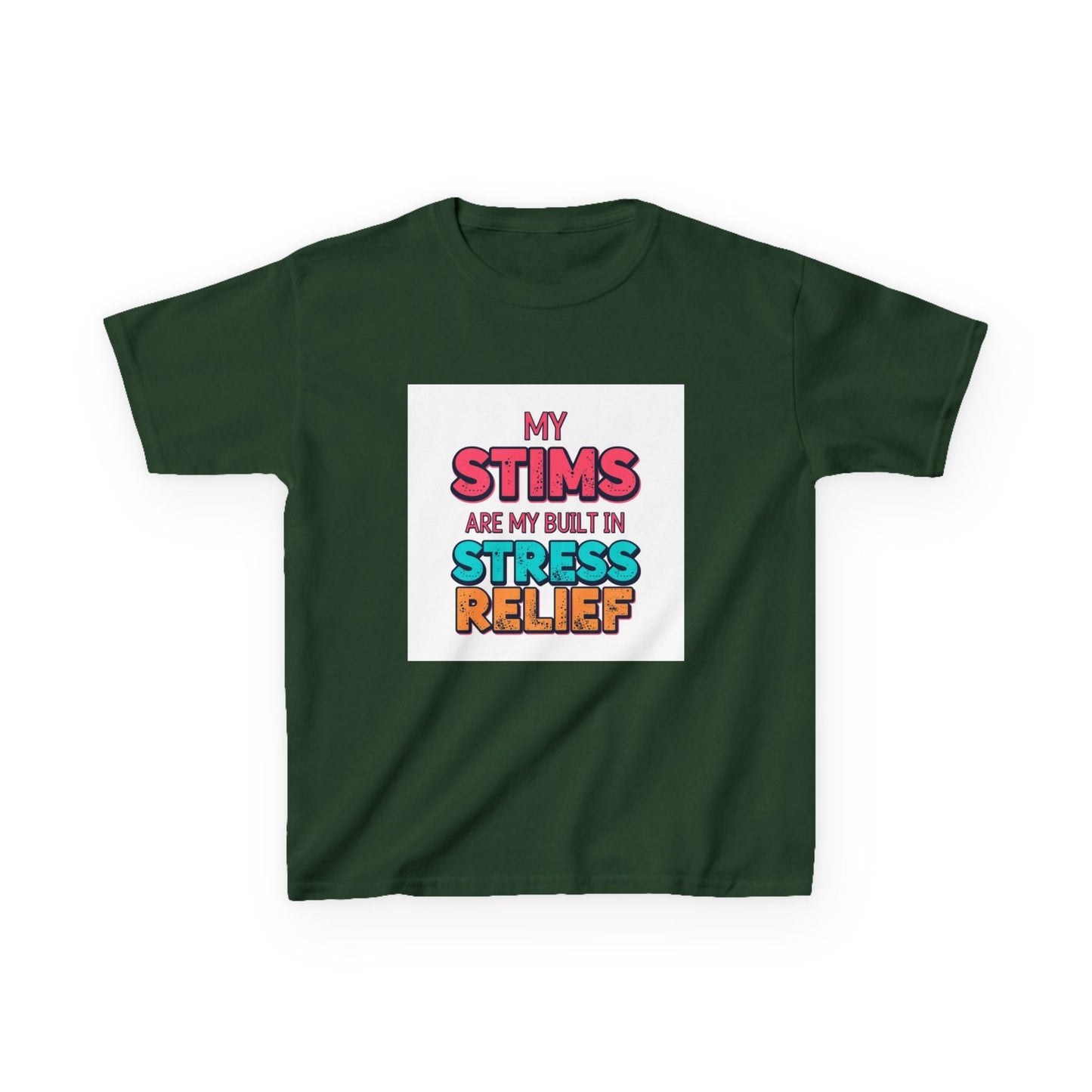 "My Stims Are My Built-In Stress Relief" - Kids Autism Awareness T-Shirt Printify