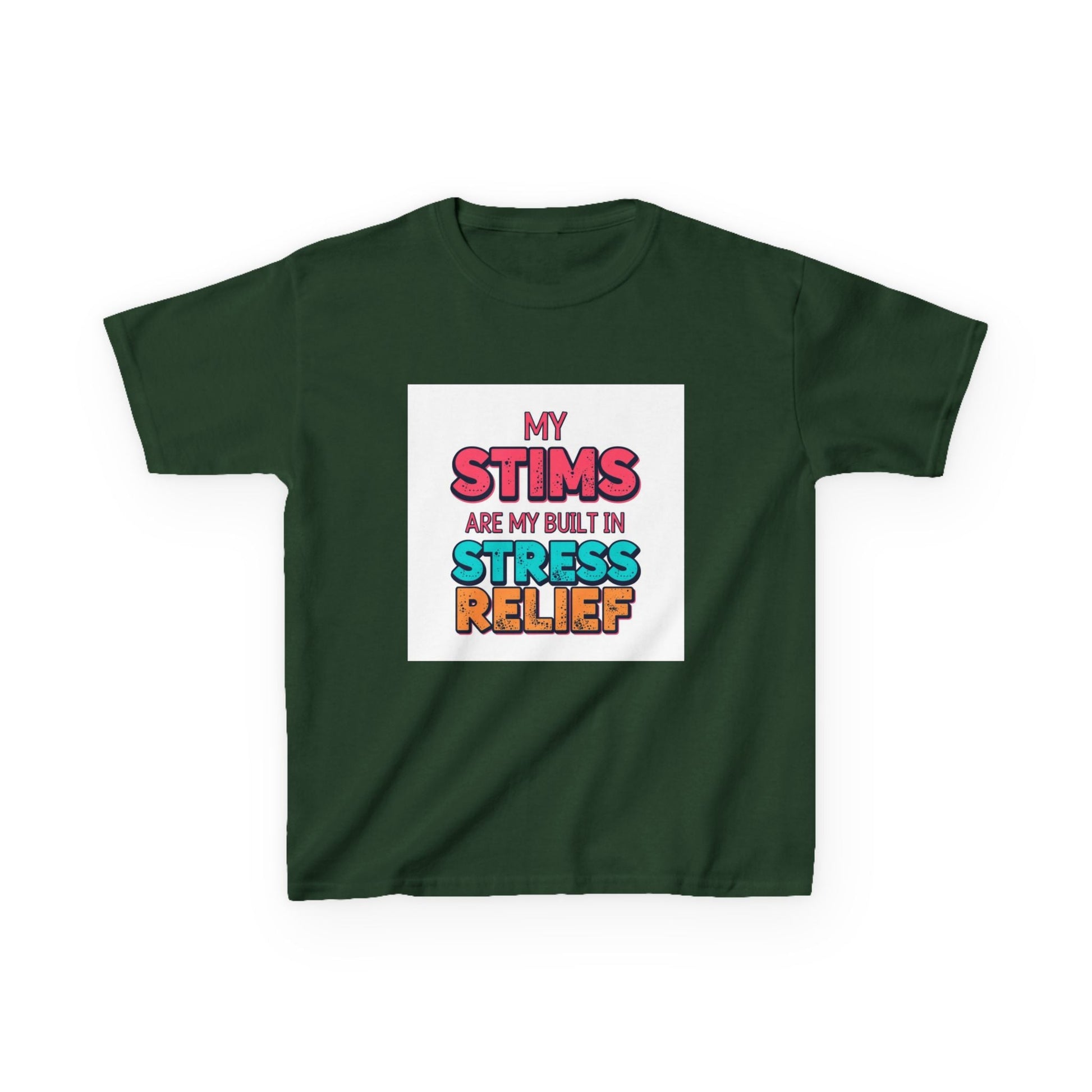 "My Stims Are My Built-In Stress Relief" - Kids Autism Awareness T-Shirt Printify