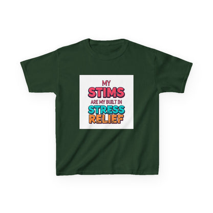 "My Stims Are My Built-In Stress Relief" - Kids Autism Awareness T-Shirt Printify