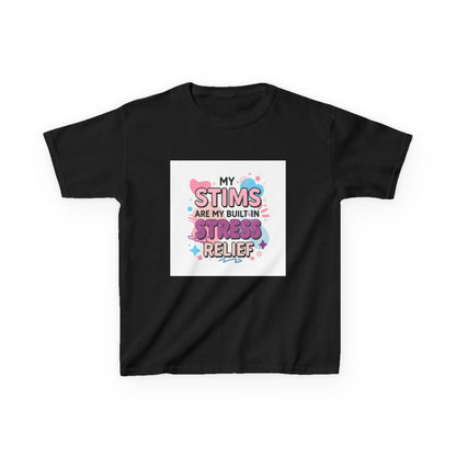“My Stims Are My Built-In Stress Relief” - Kids Autism Awareness T-Shirt Printify