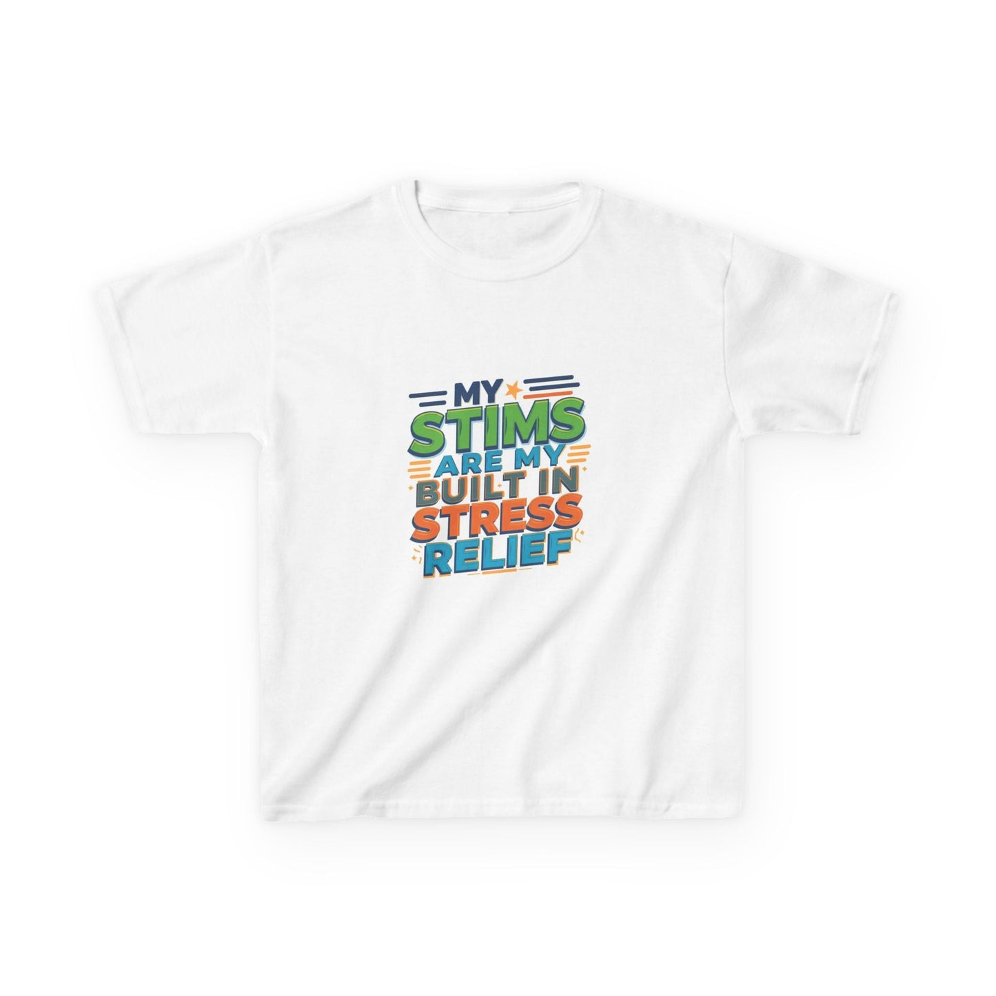 "My Stims Are My Built-In Stress Relief" - Kids Autism Awareness T-Shirt Printify