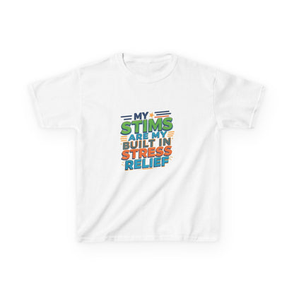 "My Stims Are My Built-In Stress Relief" - Kids Autism Awareness T-Shirt Printify