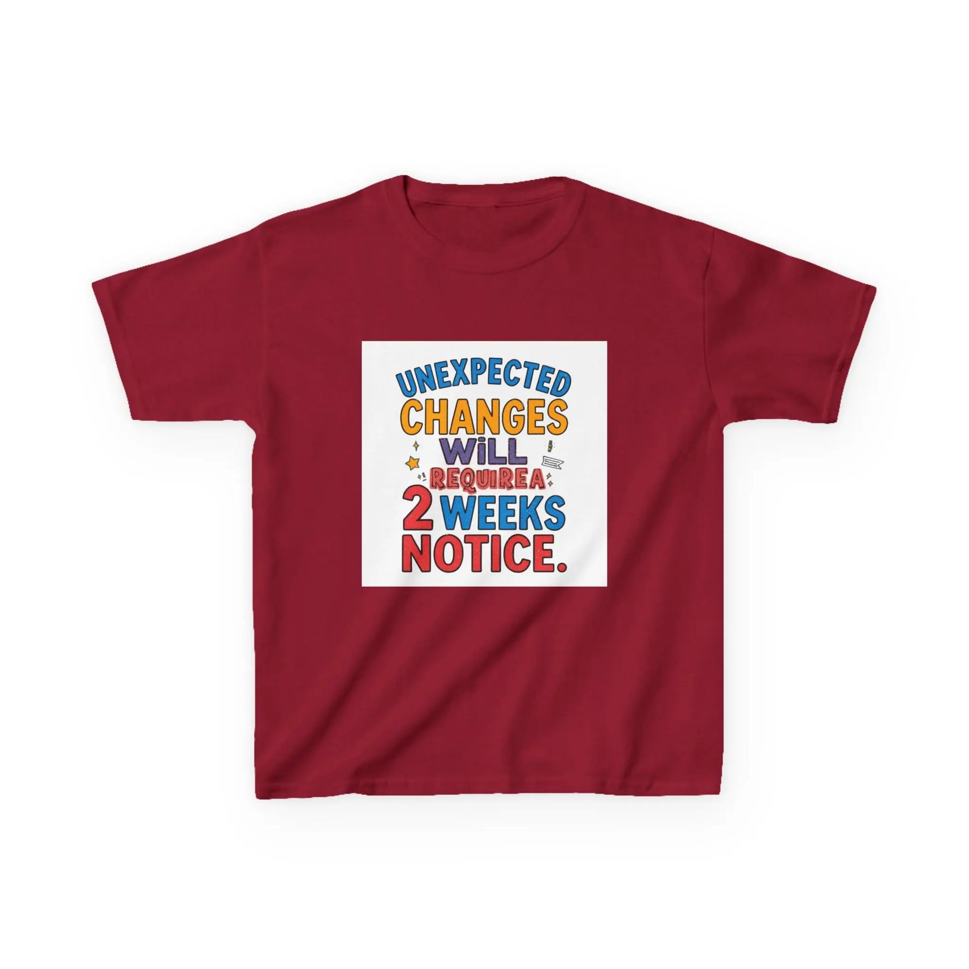 "Unexpected Changes Will Require 2 Weeks Notice" - Kids Autism Awareness T-Shirt Printify