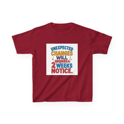 "Unexpected Changes Will Require 2 Weeks Notice" - Kids Autism Awareness T-Shirt Printify