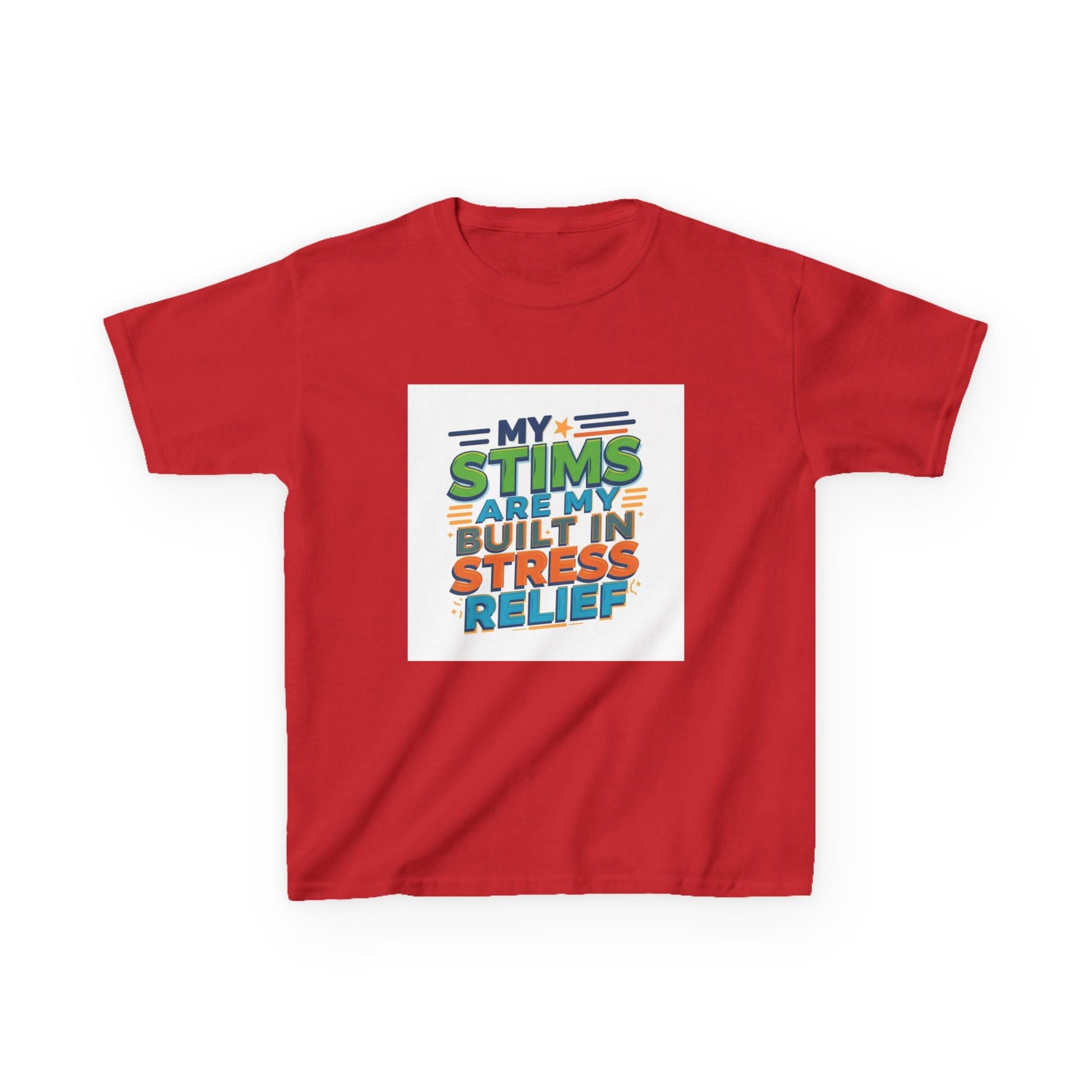 "My Stims Are My Built-In Stress Relief" - Kids Autism Awareness T-Shirt Printify