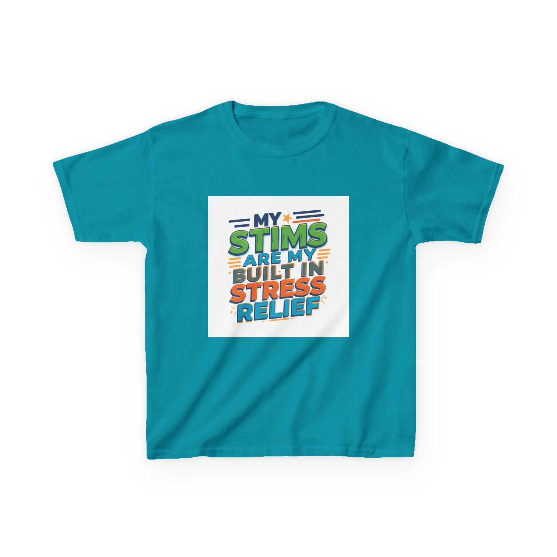 "My Stims Are My Built-In Stress Relief" - Kids Autism Awareness T-Shirt Printify