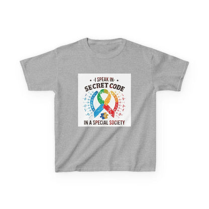 "I Speak in Secret Code in a Special Society" - Kids Autism Awareness T-Shirt Printify
