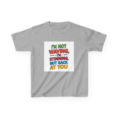 "I’m Not Waving, I’m Stimming, But Back At You" - Kids Autism Awareness T-Shirt Printify
