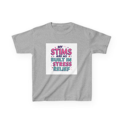 "My Stims Are My Built-In Stress Relief" - Kids Autism Awareness T-Shirt Printify