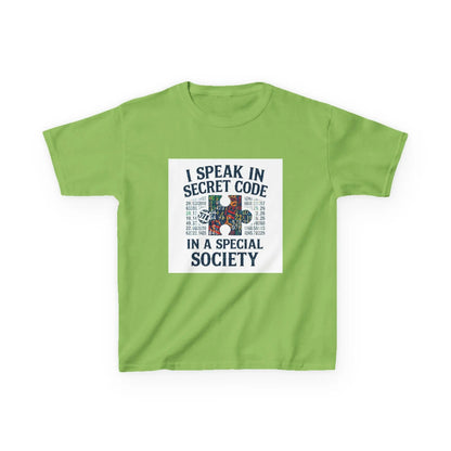 "I Speak in Secret Code in a Special Society" - Kids Autism Awareness T-Shirt Printify