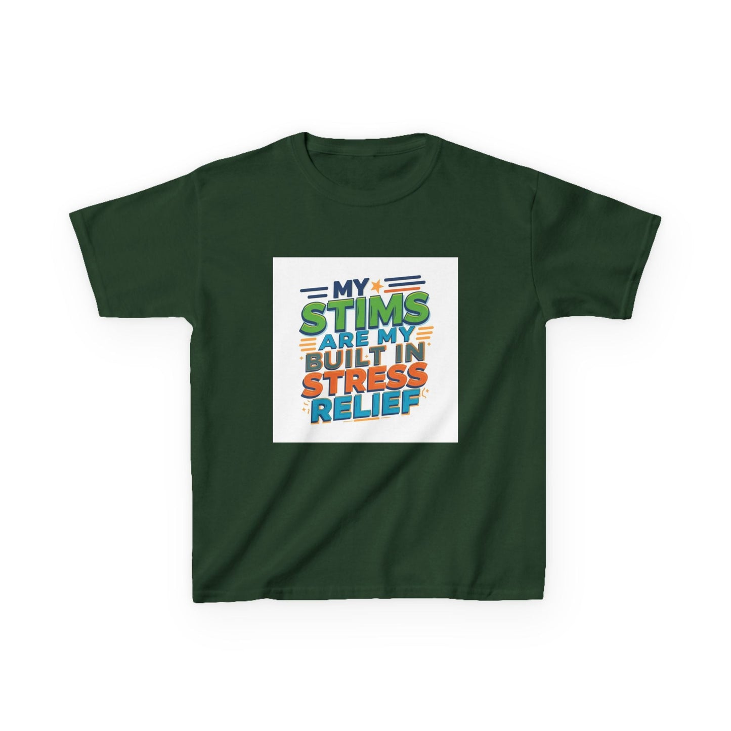 "My Stims Are My Built-In Stress Relief" - Kids Autism Awareness T-Shirt Printify