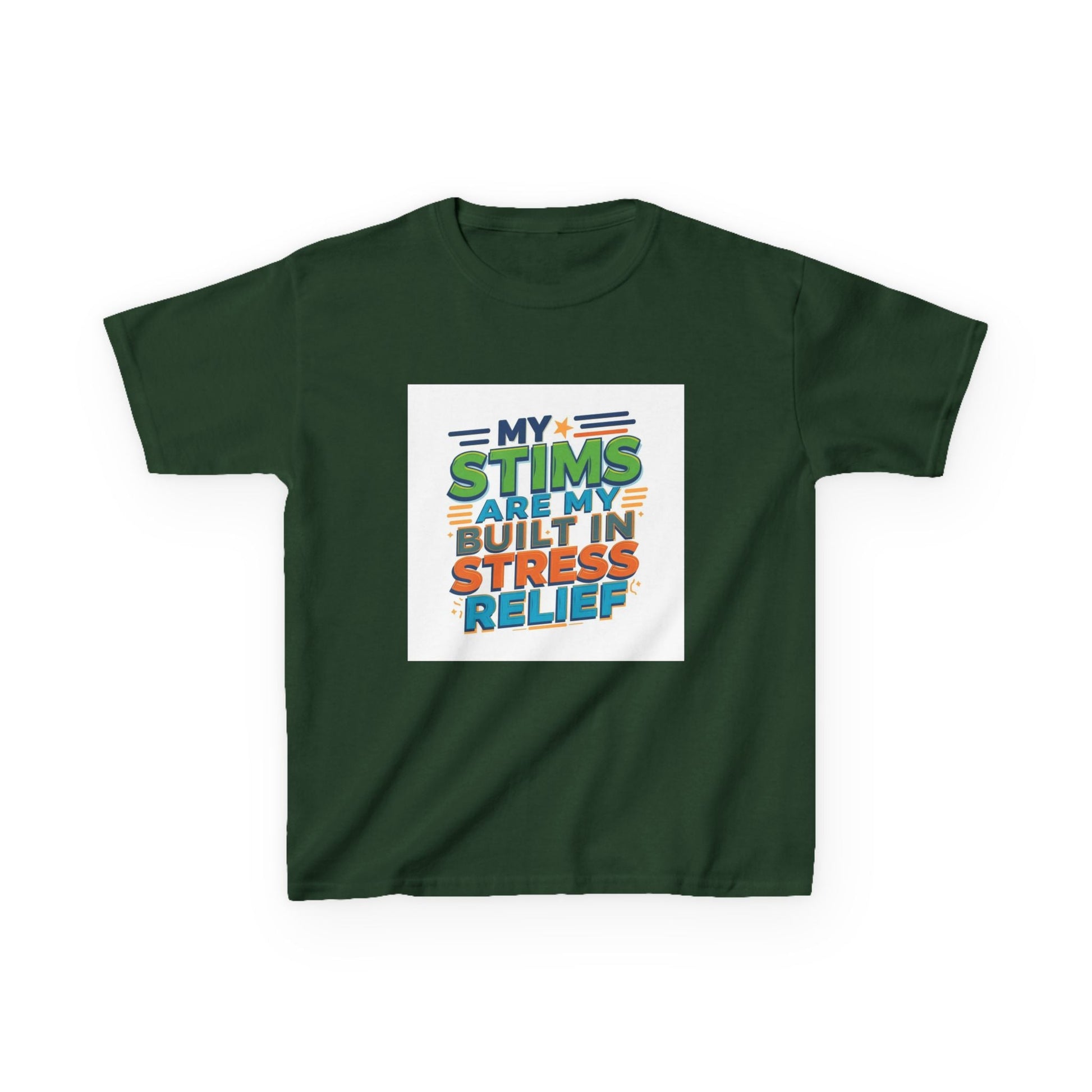 "My Stims Are My Built-In Stress Relief" - Kids Autism Awareness T-Shirt Printify