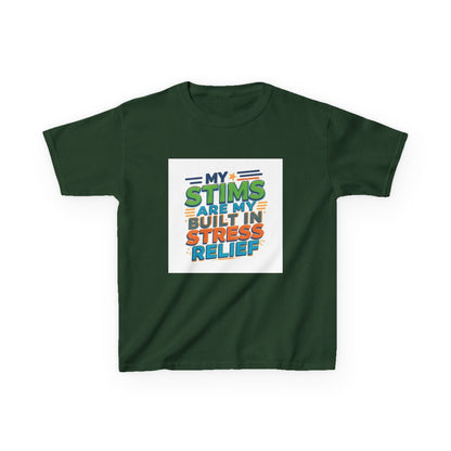 "My Stims Are My Built-In Stress Relief" - Kids Autism Awareness T-Shirt Printify
