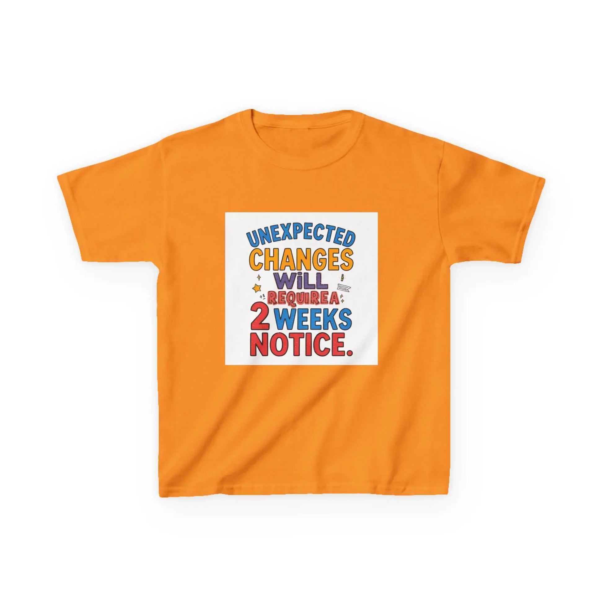 "Unexpected Changes Will Require 2 Weeks Notice" - Kids Autism Awareness T-Shirt Printify