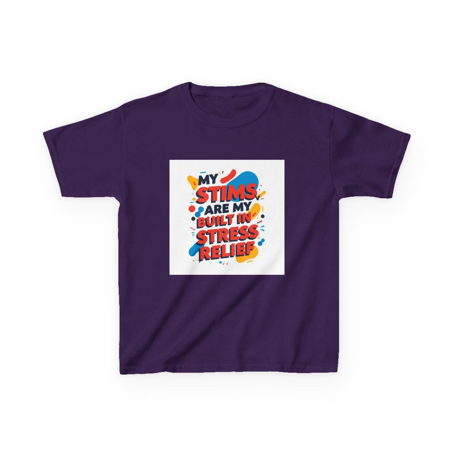 "My Stims Are My Built-in Stress Relief"- Kids Autism Awareness T-Shirt Printify