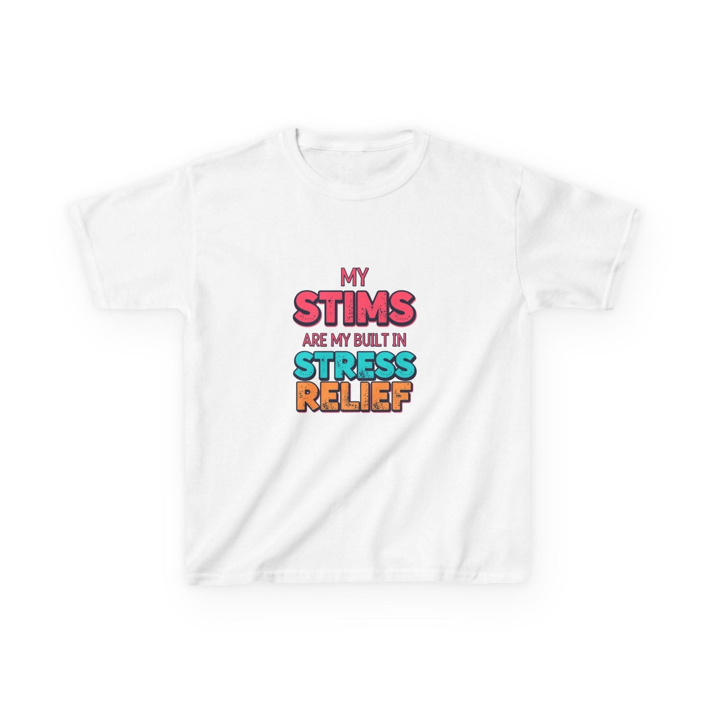 "My Stims Are My Built-In Stress Relief" - Kids Autism Awareness T-Shirt Printify