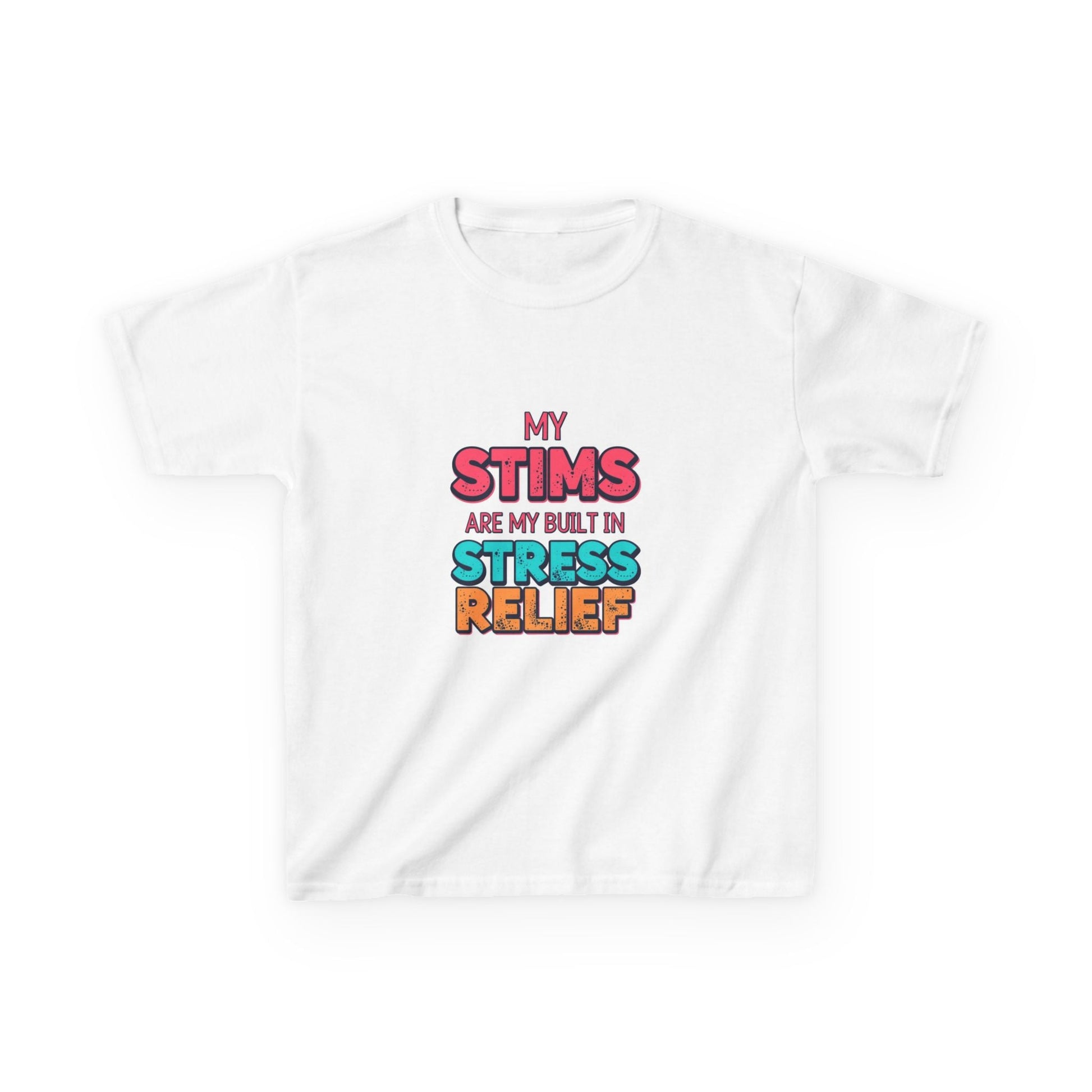"My Stims Are My Built-In Stress Relief" - Kids Autism Awareness T-Shirt Printify