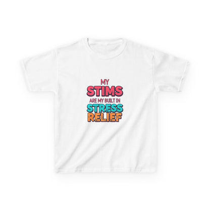 "My Stims Are My Built-In Stress Relief" - Kids Autism Awareness T-Shirt Printify
