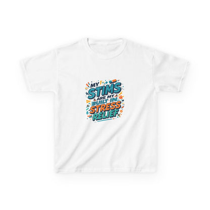 “My Stims Are My Superpower: Stress Relief” - Kids Autism Awareness T-Shirt Printify