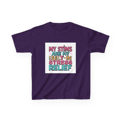 "My Stims Are My Built‑In Stress Relief" - Kids Autism Awareness T-Shirt Printify
