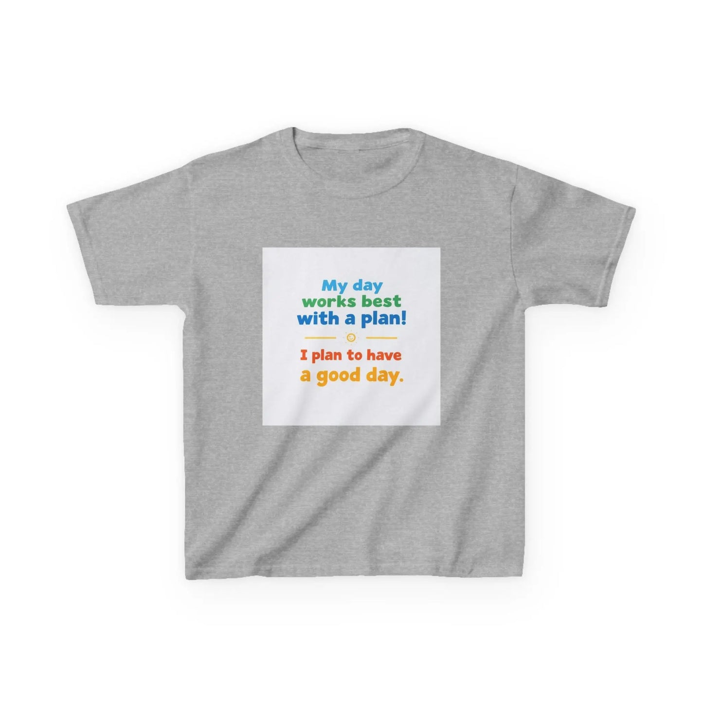 "My day works best with a plan! I plan to have a good day." - Kids Autism Awareness T-Shirt Printify