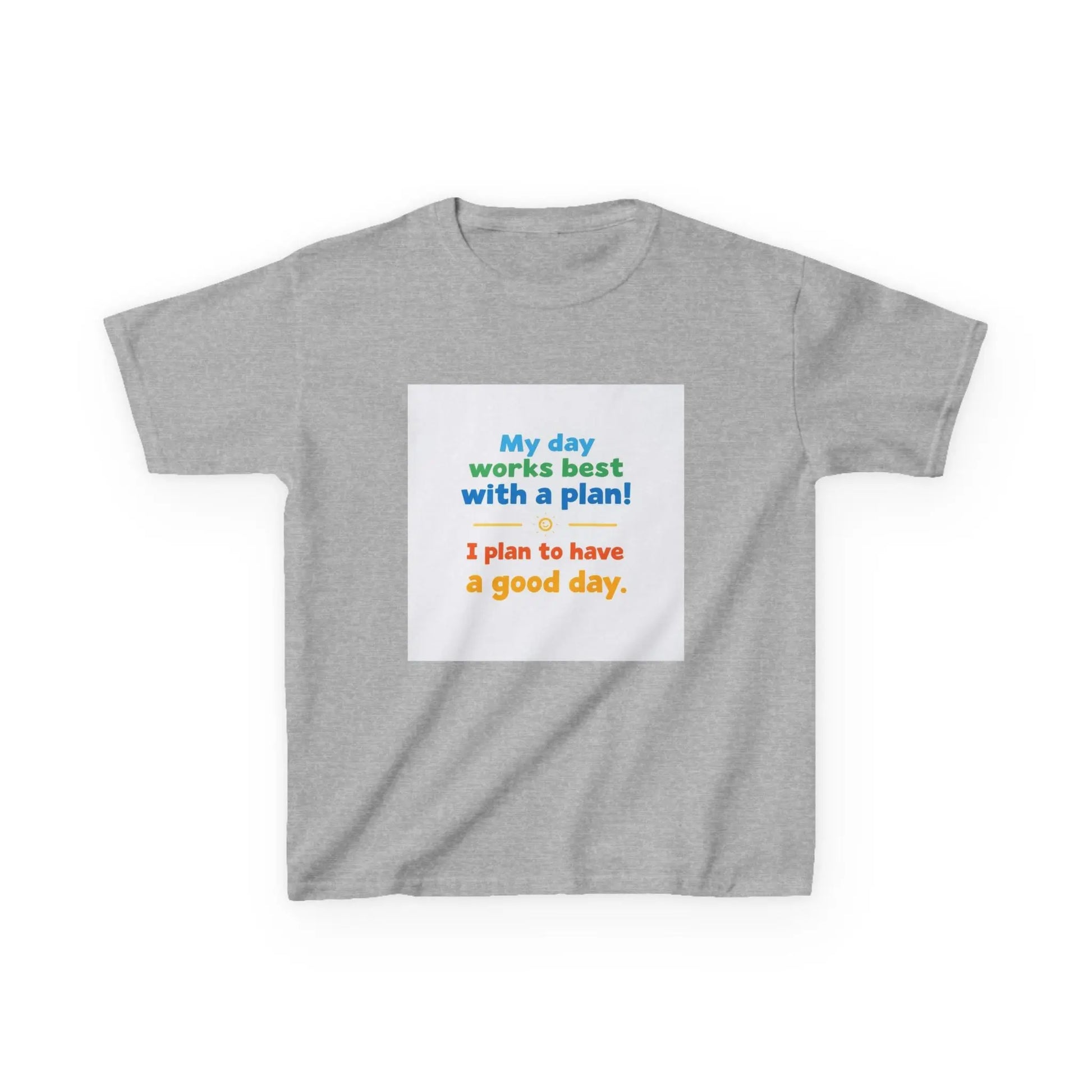 "My day works best with a plan! I plan to have a good day." - Kids Autism Awareness T-Shirt Printify