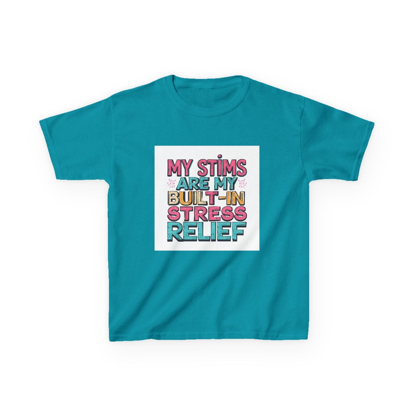 "My Stims Are My Built‑In Stress Relief" - Kids Autism Awareness T-Shirt Printify