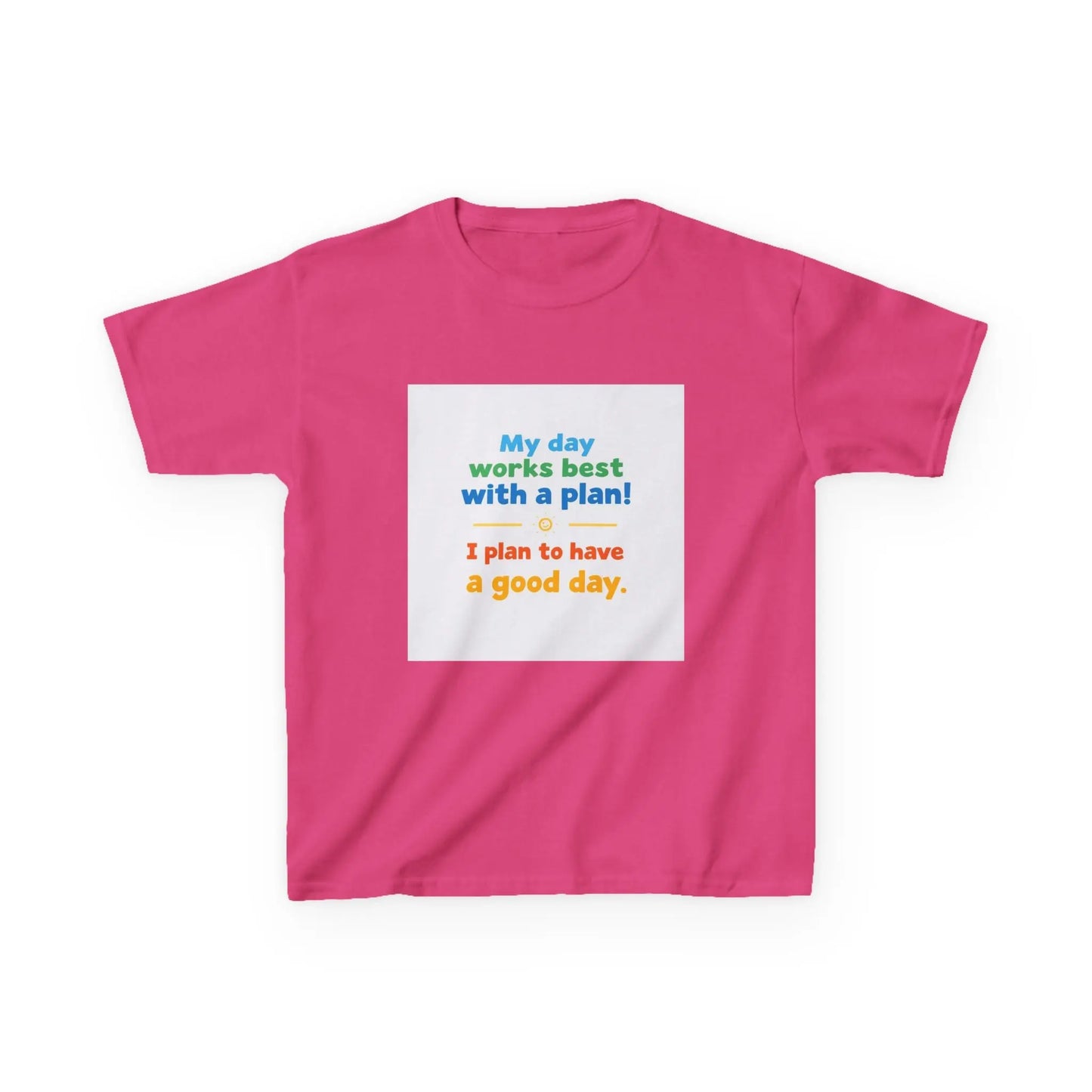 "My day works best with a plan! I plan to have a good day." - Kids Autism Awareness T-Shirt Printify