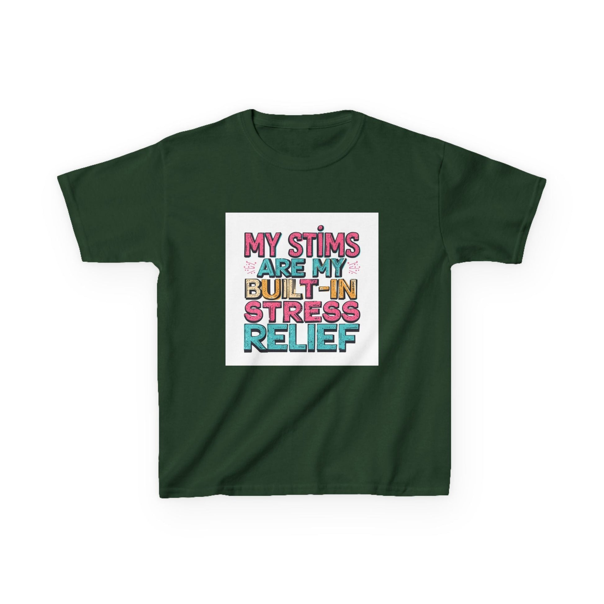 "My Stims Are My Built‑In Stress Relief" - Kids Autism Awareness T-Shirt Printify