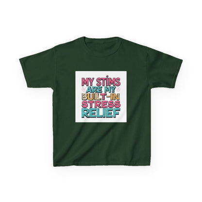 "My Stims Are My Built‑In Stress Relief" - Kids Autism Awareness T-Shirt Printify