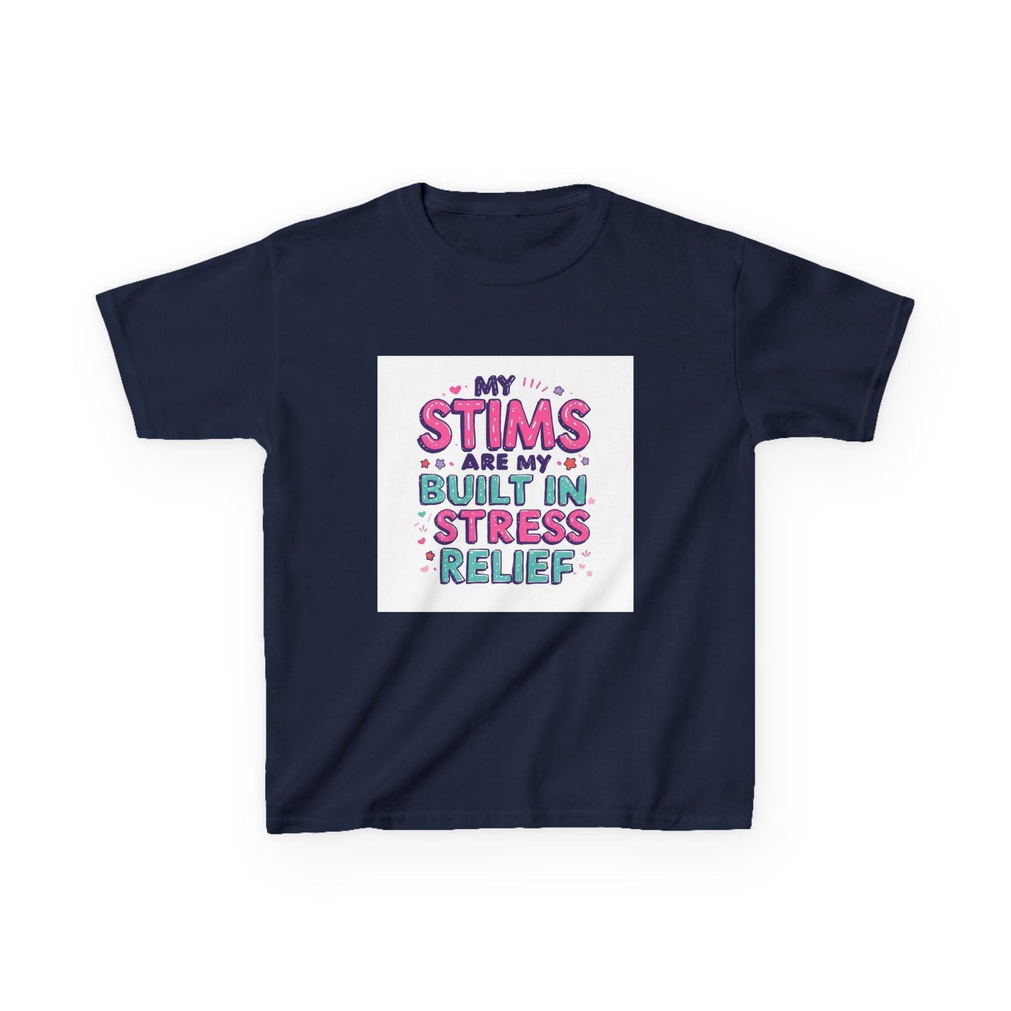 "My Stims Are My Built-In Stress Relief" - Kids Autism Awareness T-Shirt Printify