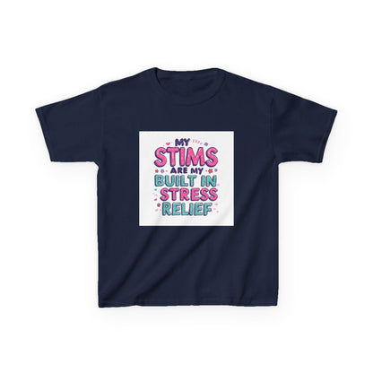 "My Stims Are My Built-In Stress Relief" - Kids Autism Awareness T-Shirt Printify