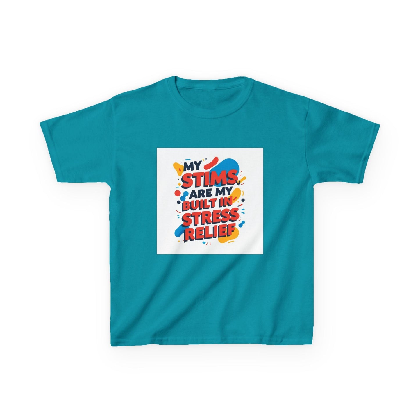 "My Stims Are My Built-in Stress Relief"- Kids Autism Awareness T-Shirt Printify
