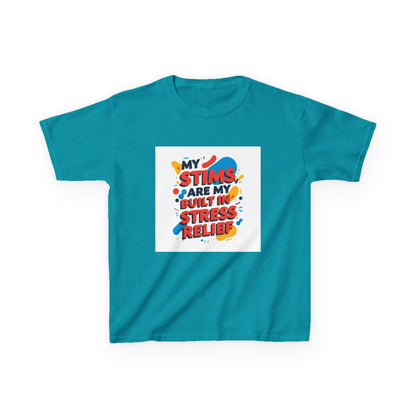 "My Stims Are My Built-in Stress Relief"- Kids Autism Awareness T-Shirt Printify