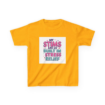 "My Stims Are My Built-In Stress Relief" - Kids Autism Awareness T-Shirt Printify