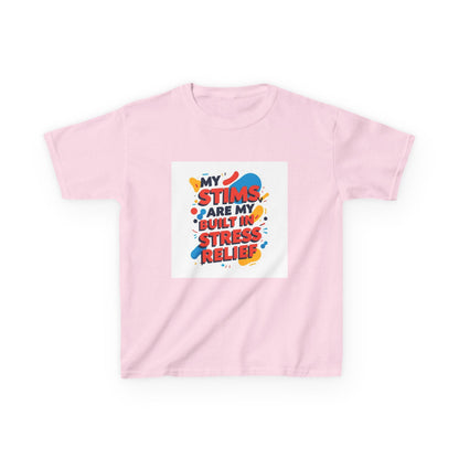 "My Stims Are My Built-in Stress Relief"- Kids Autism Awareness T-Shirt Printify